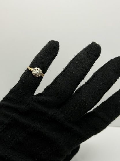 Vintage 14K Two-Tone Gold Diamond Ring.Ornate Estate Statement Ring.