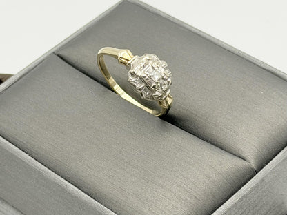 Vintage 14K Two-Tone Gold Diamond Ring.Ornate Estate Statement Ring.