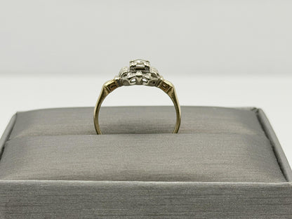Vintage 14K Two-Tone Gold Diamond Ring.Ornate Estate Statement Ring.