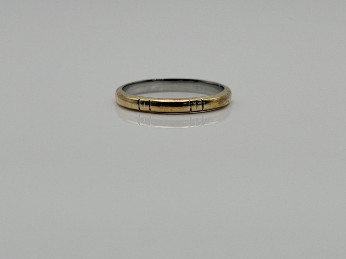 J.R. Woods Two-Tone Gold Wedding Band 18K White Gold 10K Yellow Gold Ring