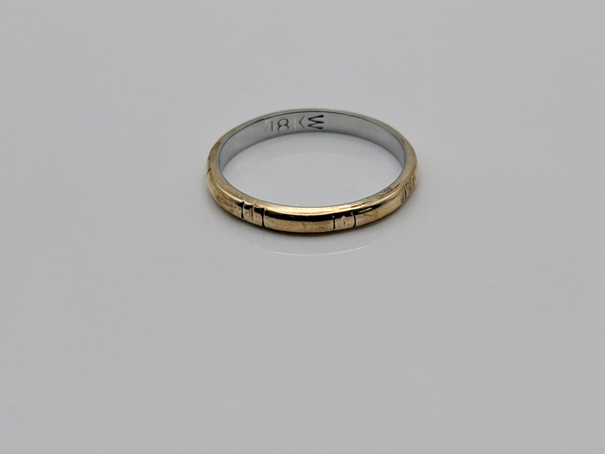 J.R. Woods Two-Tone Gold Wedding Band 18K White Gold 10K Yellow Gold Ring