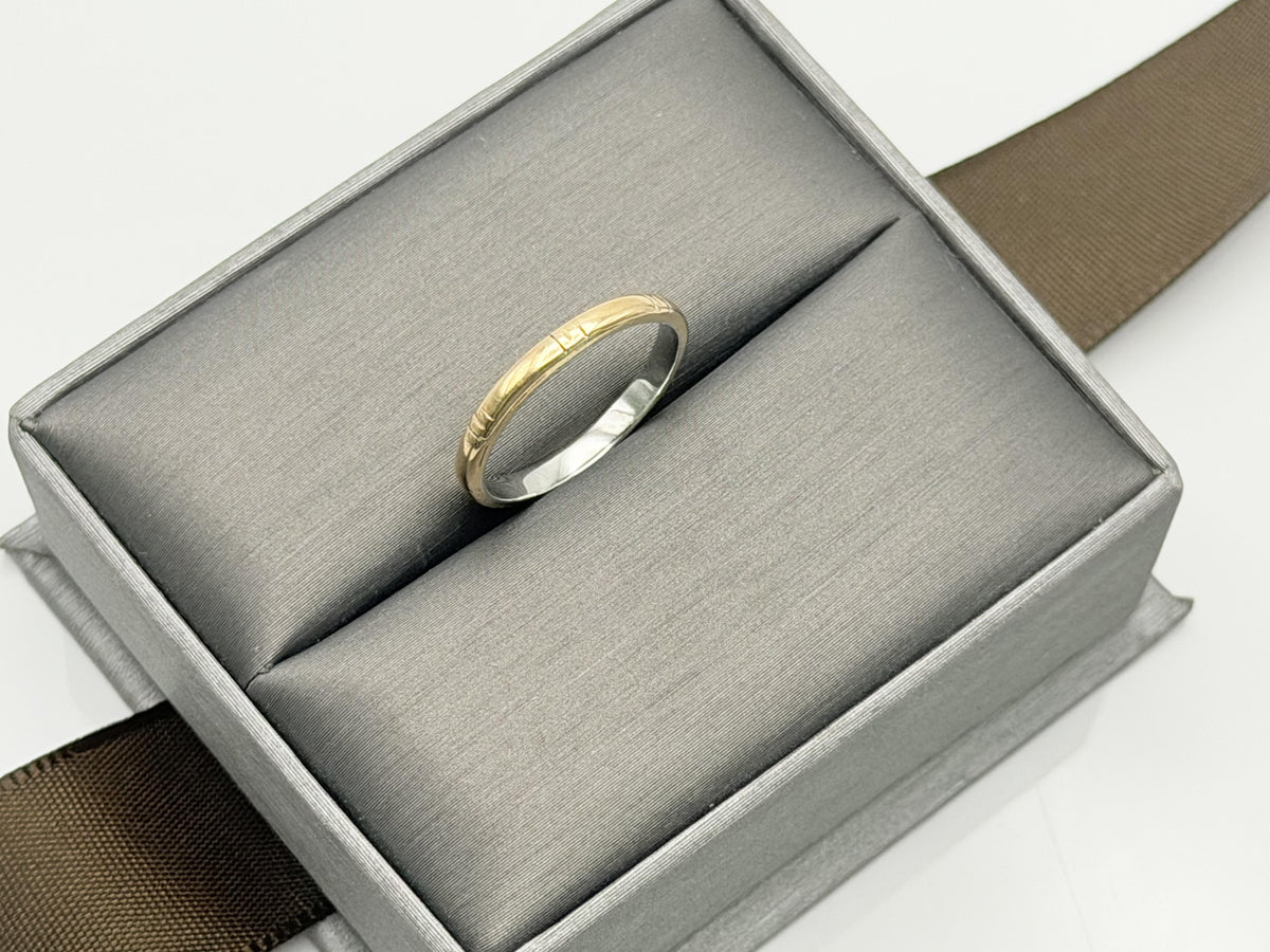 J.R. Woods Two-Tone Gold Wedding Band 18K White Gold 10K Yellow Gold Ring