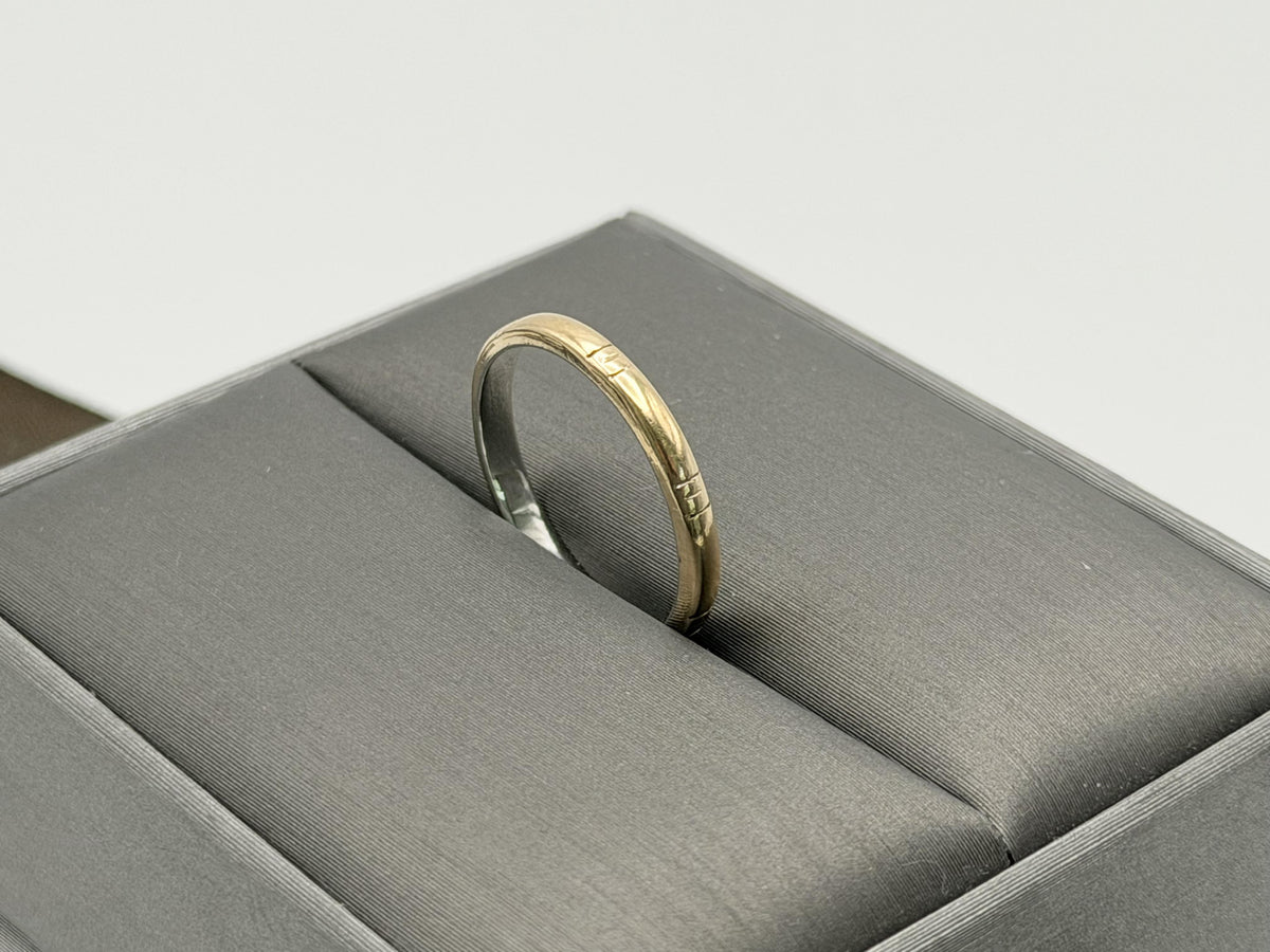 J.R. Woods Two-Tone Gold Wedding Band 18K White Gold 10K Yellow Gold Ring