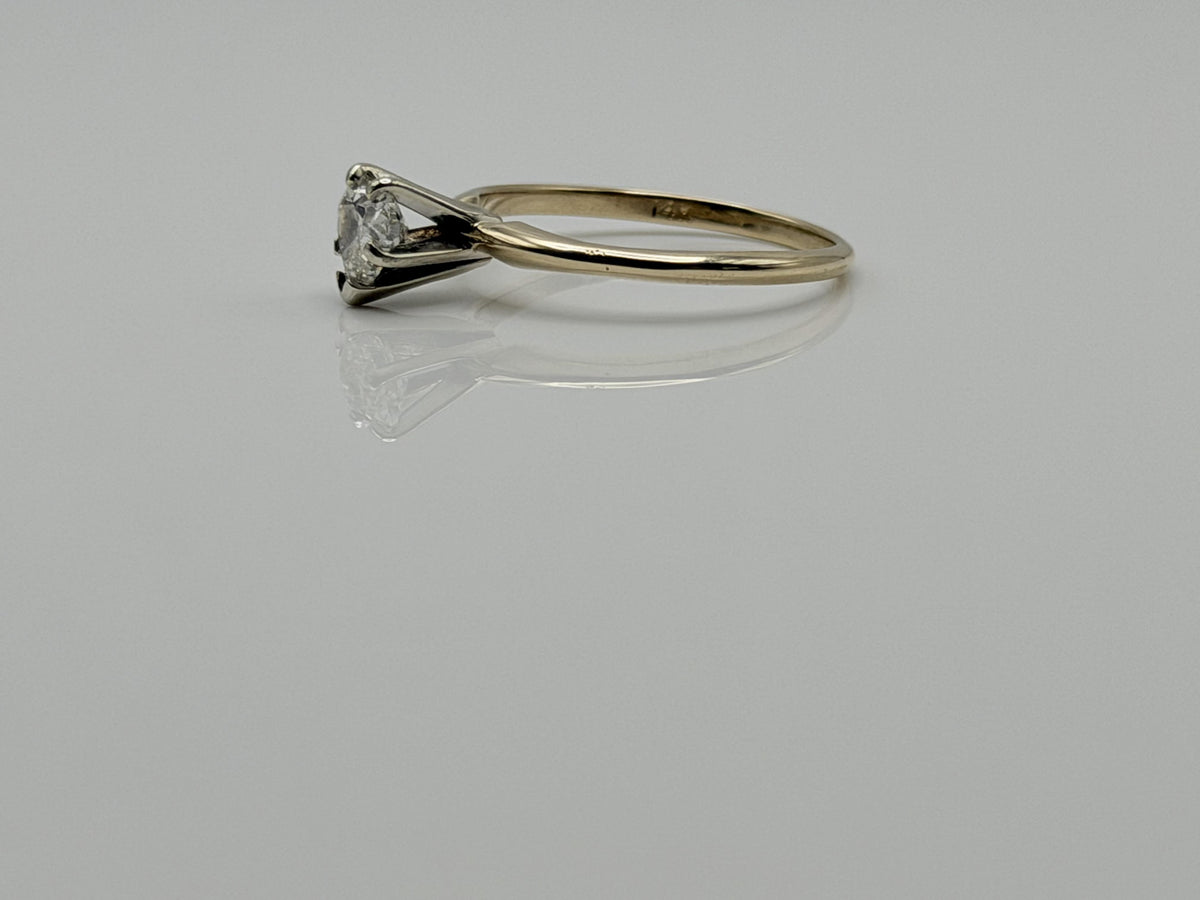 14K Yellow Gold Heart-Shaped Diamond Solitaire Ring. Engagement Ring.