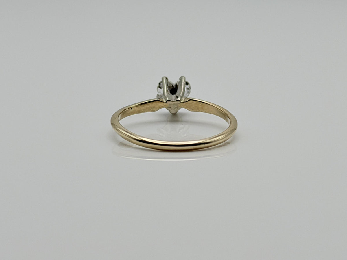 14K Yellow Gold Heart-Shaped Diamond Solitaire Ring. Engagement Ring.