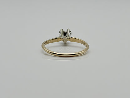 14K Yellow Gold Heart-Shaped Diamond Solitaire Ring. Engagement Ring.