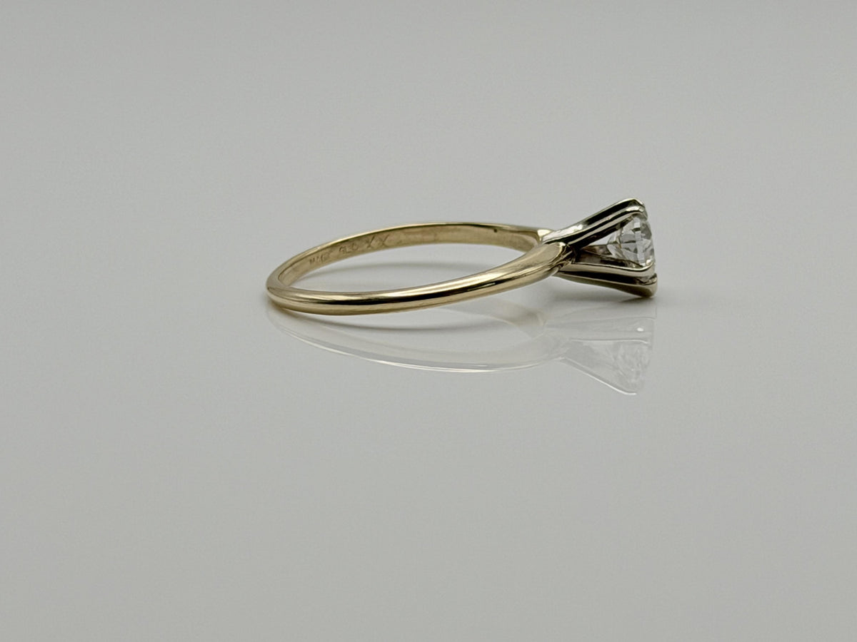 14K Yellow Gold Heart-Shaped Diamond Solitaire Ring. Engagement Ring.
