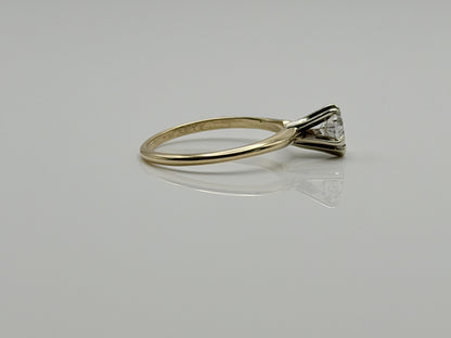 14K Yellow Gold Heart-Shaped Diamond Solitaire Ring. Engagement Ring.