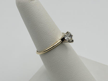 14K Yellow Gold Heart-Shaped Diamond Solitaire Ring. Engagement Ring.