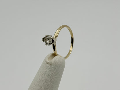 14K Yellow Gold Heart-Shaped Diamond Solitaire Ring. Engagement Ring.