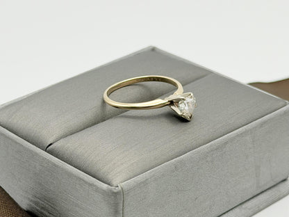 14K Yellow Gold Heart-Shaped Diamond Solitaire Ring. Engagement Ring.
