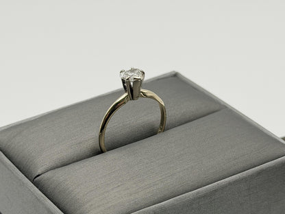 14K Yellow Gold Heart-Shaped Diamond Solitaire Ring. Engagement Ring.