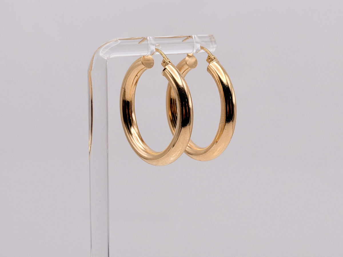 Vintage 10K Solid Yellow Gold Hoop Earrings Large 29mm Classic Hoops
