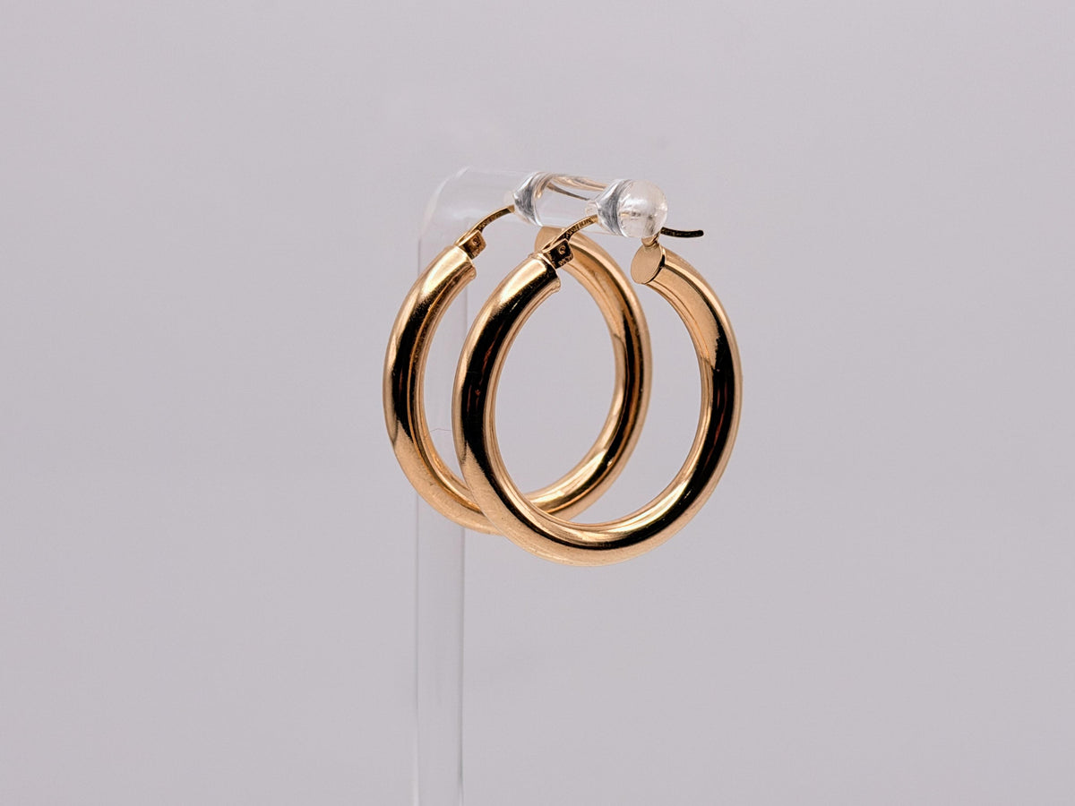 Vintage 10K Solid Yellow Gold Hoop Earrings Large 29mm Classic Hoops