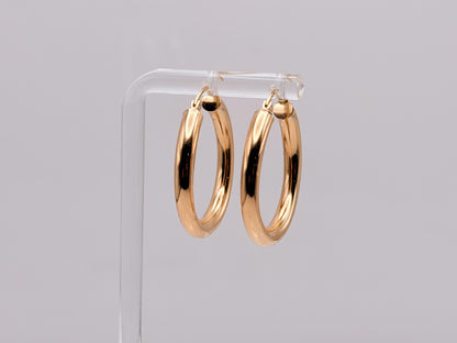 Vintage 10K Solid Yellow Gold Hoop Earrings Large 29mm Classic Hoops