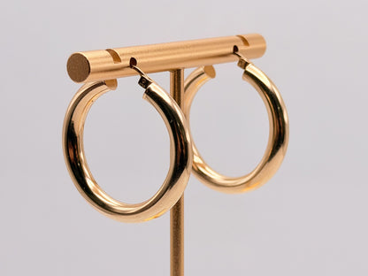 Vintage 10K Solid Yellow Gold Hoop Earrings Large 29mm Classic Hoops