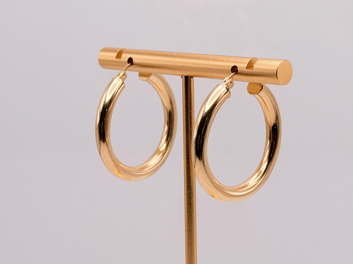 Vintage 10K Solid Yellow Gold Hoop Earrings Large 29mm Classic Hoops