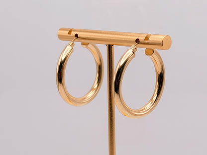 Vintage 10K Solid Yellow Gold Hoop Earrings Large 29mm Classic Hoops