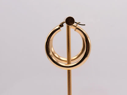 Vintage 10K Solid Yellow Gold Hoop Earrings Large 29mm Classic Hoops