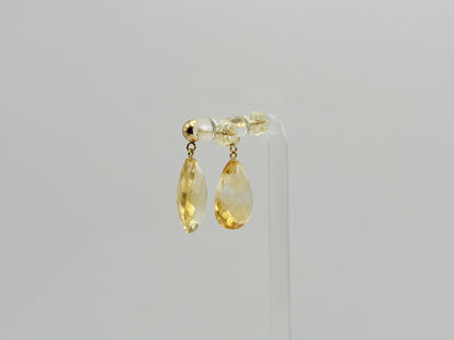 14K Gold Citrine Drop Earrings. Faceted Teardrop Gemstone Earrings.