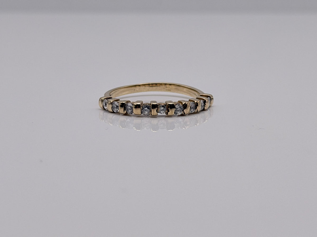 Vintage 14K Yellow Gold Cubic Zirconia Half Eternity Band Ring