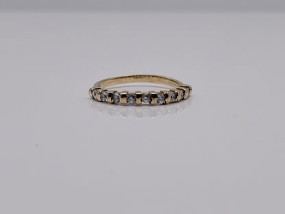Vintage 14K Yellow Gold Cubic Zirconia Half Eternity Band Ring