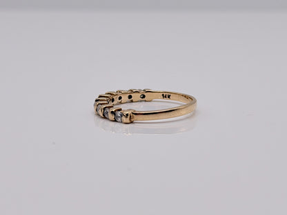 Vintage 14K Yellow Gold Cubic Zirconia Half Eternity Band Ring
