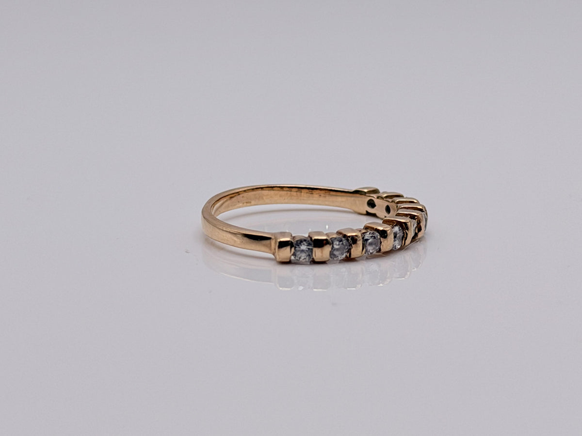 Vintage 14K Yellow Gold Cubic Zirconia Half Eternity Band Ring