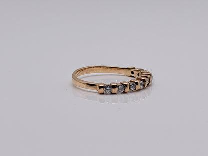 Vintage 14K Yellow Gold Cubic Zirconia Half Eternity Band Ring