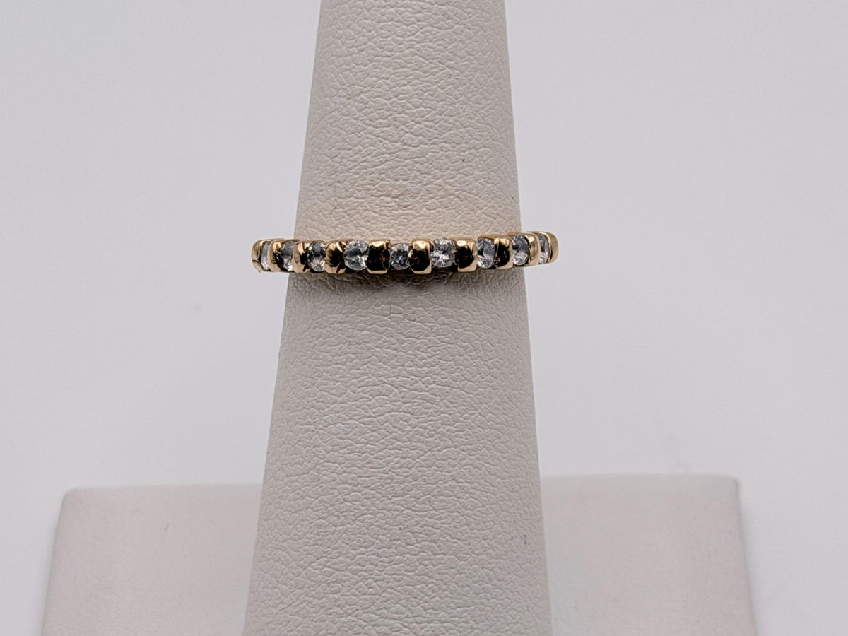 Vintage 14K Yellow Gold Cubic Zirconia Half Eternity Band Ring