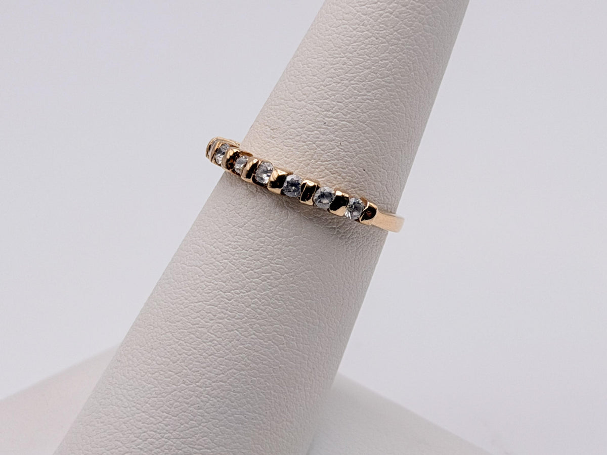 Vintage 14K Yellow Gold Cubic Zirconia Half Eternity Band Ring