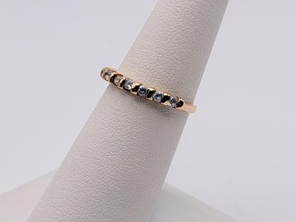 Vintage 14K Yellow Gold Cubic Zirconia Half Eternity Band Ring