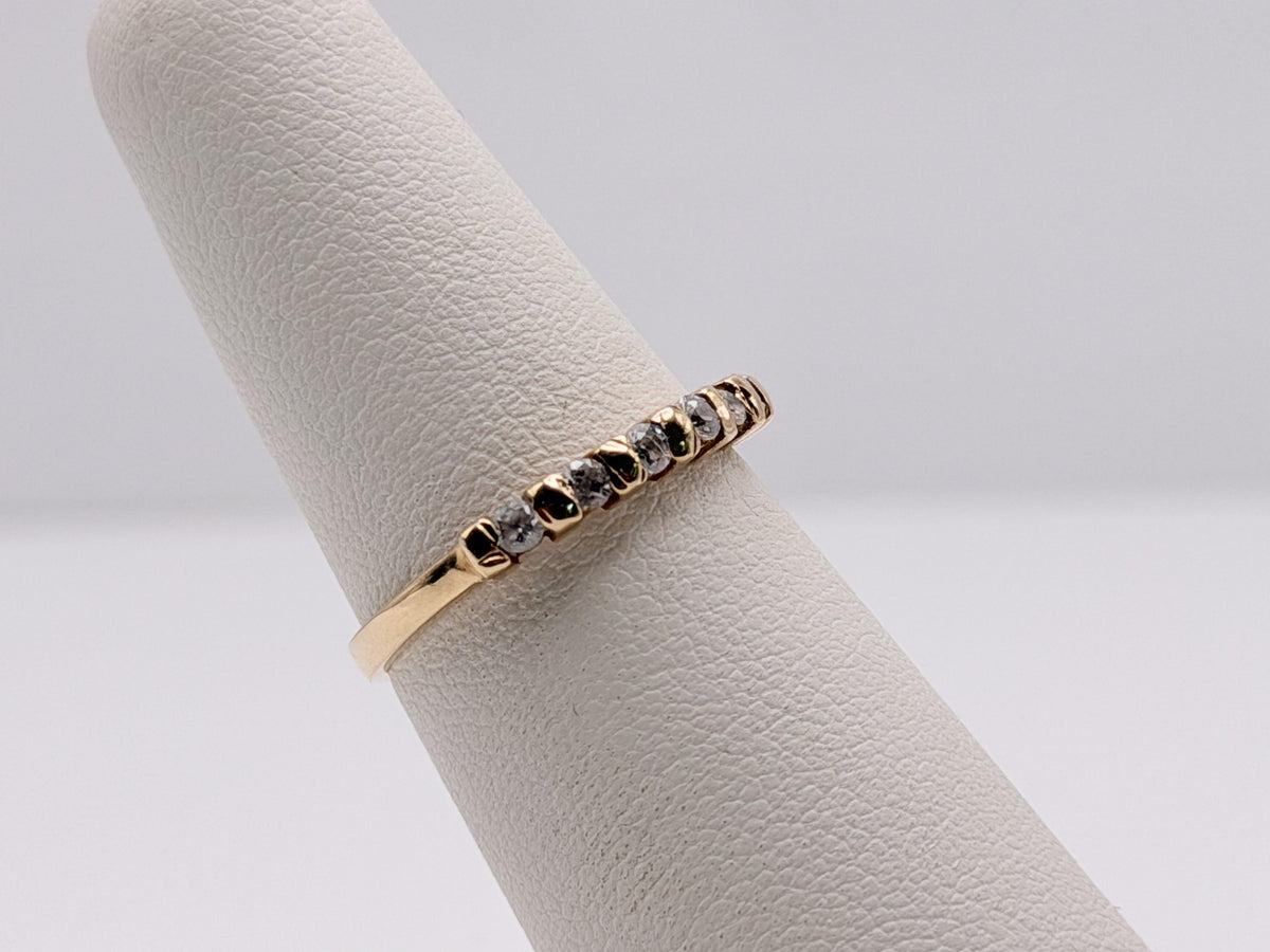 Vintage 14K Yellow Gold Cubic Zirconia Half Eternity Band Ring
