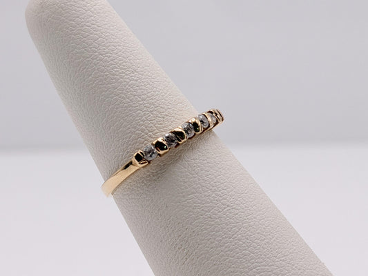 Vintage 14K Yellow Gold Cubic Zirconia Half Eternity Band Ring