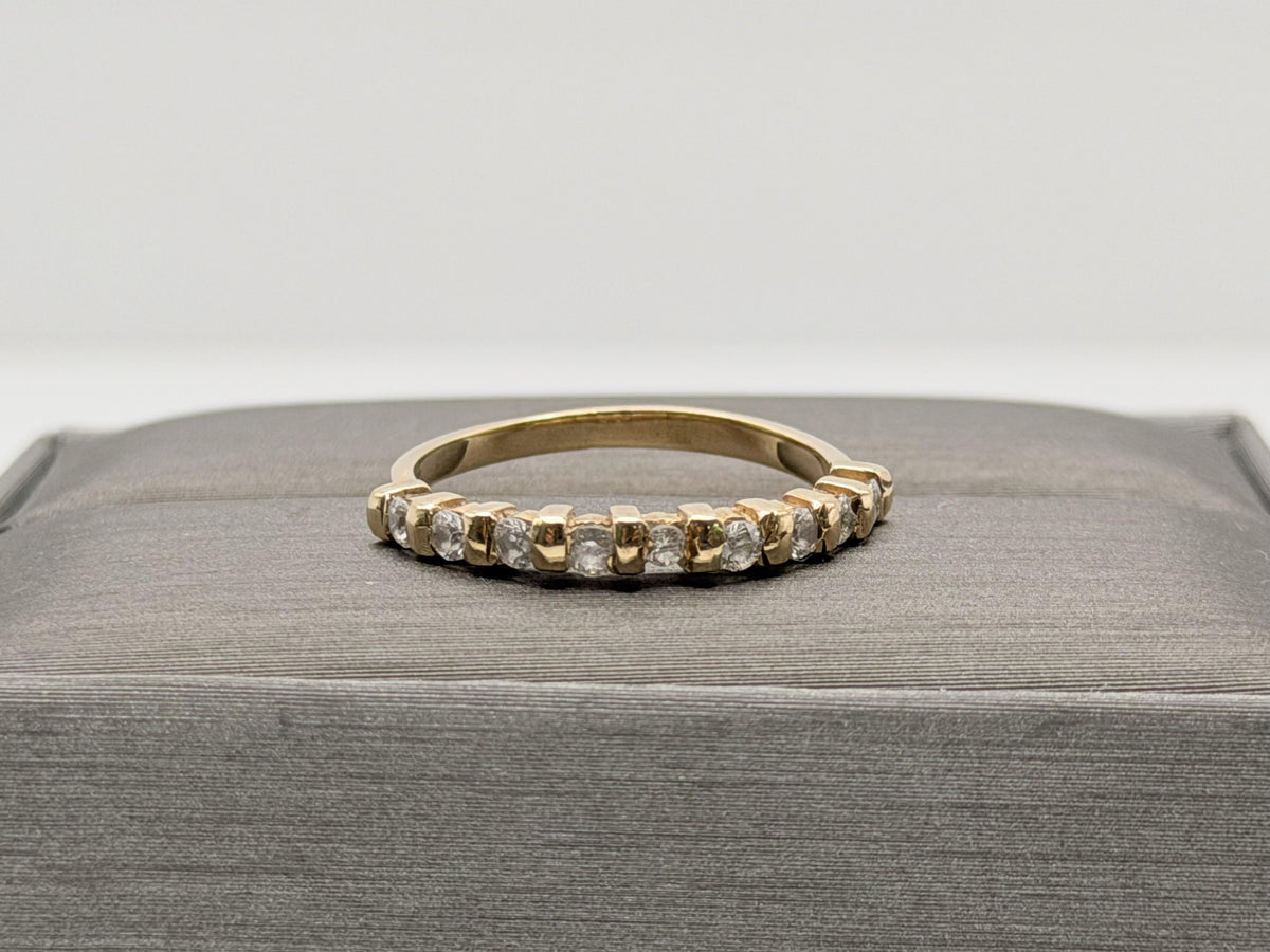 Vintage 14K Yellow Gold Cubic Zirconia Half Eternity Band Ring