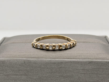 Vintage 14K Yellow Gold Cubic Zirconia Half Eternity Band Ring