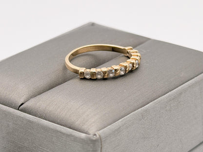 Vintage 14K Yellow Gold Cubic Zirconia Half Eternity Band Ring