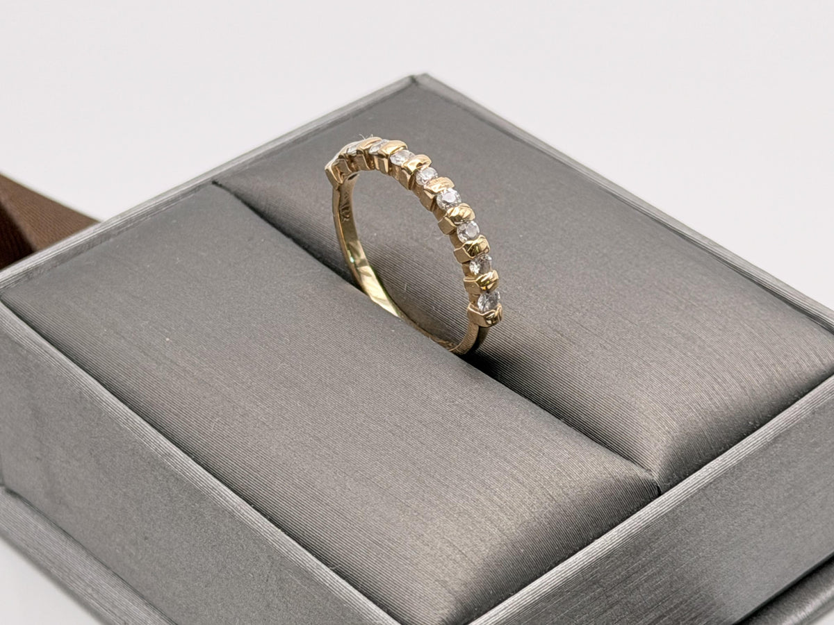 Vintage 14K Yellow Gold Cubic Zirconia Half Eternity Band Ring