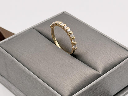 Vintage 14K Yellow Gold Cubic Zirconia Half Eternity Band Ring