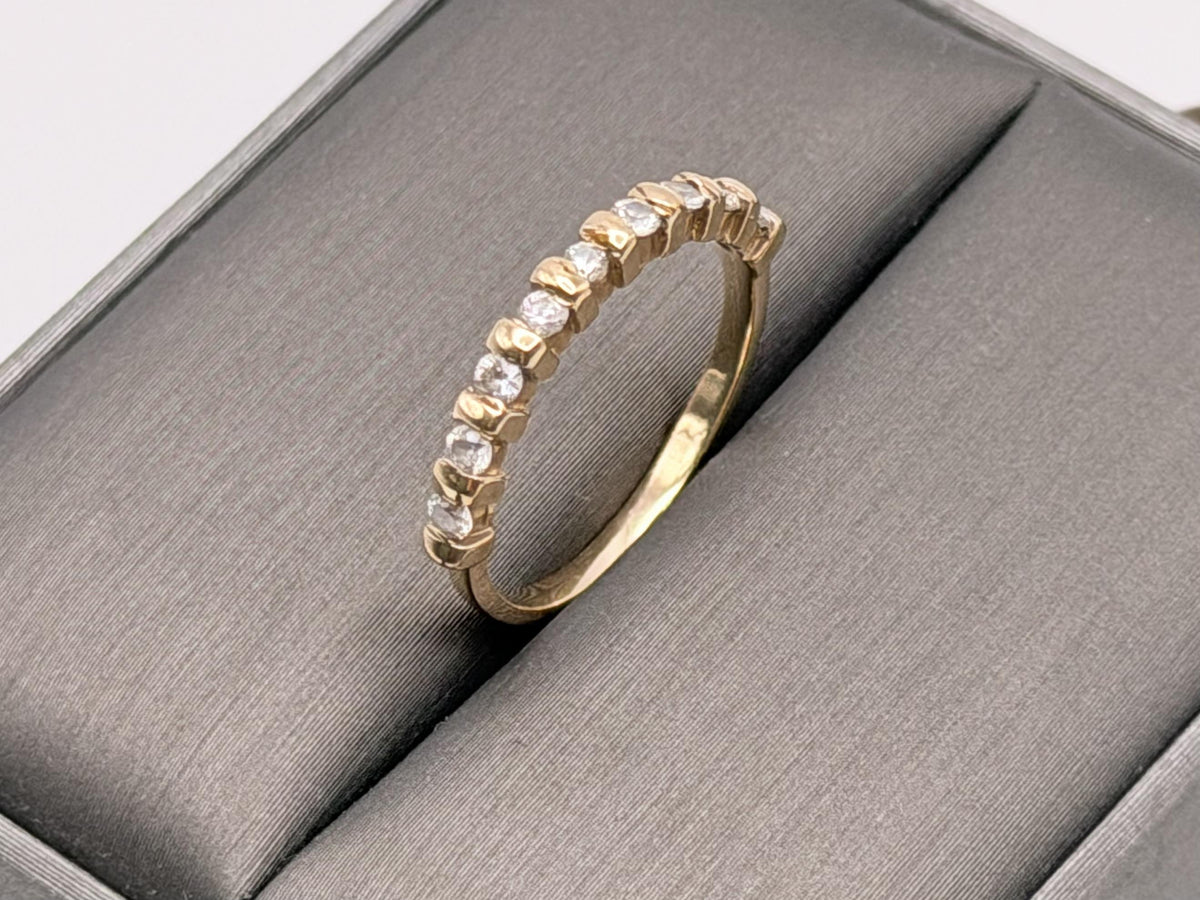 Vintage 14K Yellow Gold Cubic Zirconia Half Eternity Band Ring