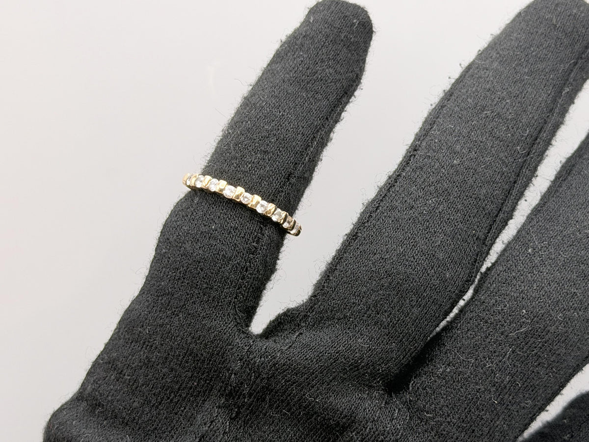 Vintage 14K Yellow Gold Cubic Zirconia Half Eternity Band Ring