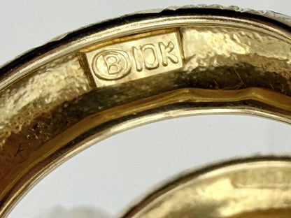 Vintage 10K Two-Tone Gold Hoop Earrings Textured Yellow & White Gold 20.2mm