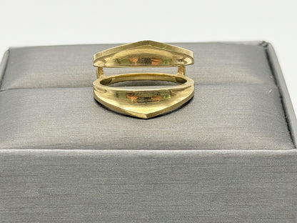 Vintage 14K Yellow Gold Modernist Open Band Ring Double Band Shield Ring.