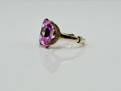 Ebson Braude 10K Yellow Gold Pink Sapphire Ring Statement Cocktail Ring