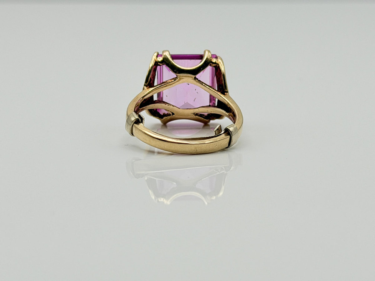 Ebson Braude 10K Yellow Gold Pink Sapphire Ring Statement Cocktail Ring