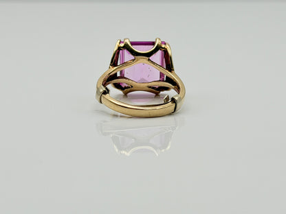 Ebson Braude 10K Yellow Gold Pink Sapphire Ring Statement Cocktail Ring
