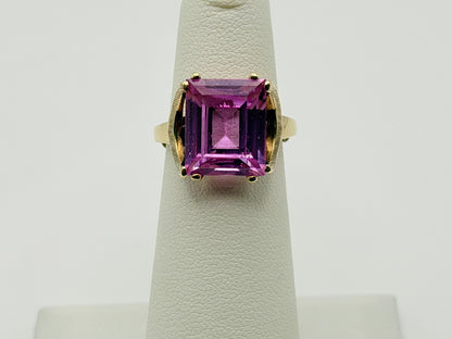 Ebson Braude 10K Yellow Gold Pink Sapphire Ring Statement Cocktail Ring
