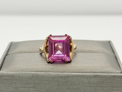 Ebson Braude 10K Yellow Gold Pink Sapphire Ring Statement Cocktail Ring