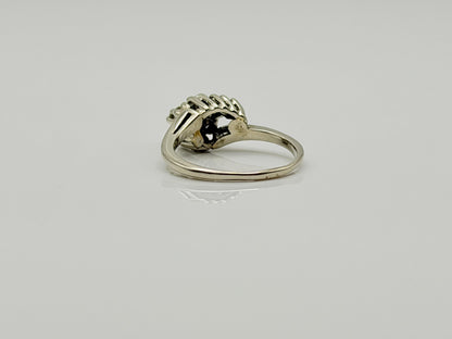 14K White Gold Diamond Cluster Ring.Bypass Design.Engagement Ring.