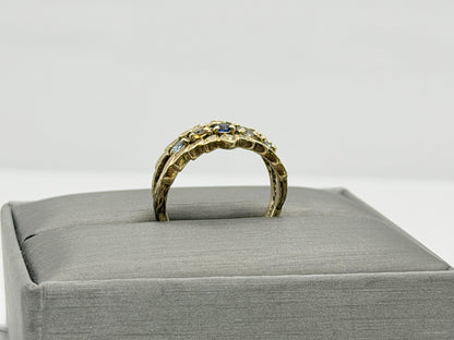 Vintage 10K Gold Multi Gemstone Diamond Ring Floral Ring